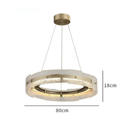 Modern Luxury Wave Clear Glass Led Pendant Light Gold Ring Chandelier Home Decor Living Room