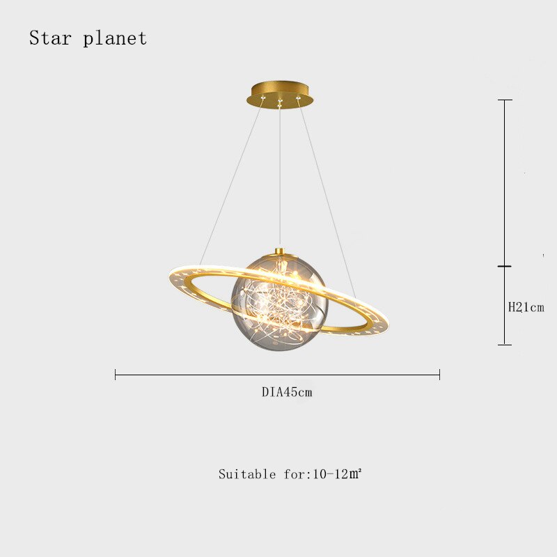 Acrylic Planet Pendant Light Children Room Space Star Led Hanging Lamp Retro Earth Ball Home Decor