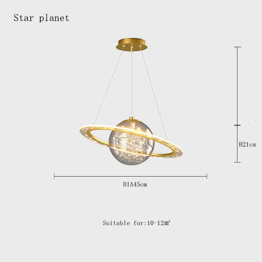 Acrylic Planet Pendant Light Children Room Space Star Led Hanging Lamp Retro Earth Ball Home Decor