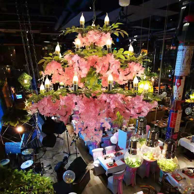 Romantic Warm Flower Restaurant Chandelier Net Red Music Dining Bar Retro Industrial Style Front
