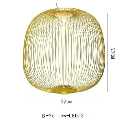 Nordic Foscarini Spokes Chandelier Art Iron Bird Cage Led Creative Villa Lobby Living Dining Room