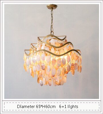 Ac90 - 260V White Capiz Pendant Lamp Seashell Chandeliers Bedroom Metal Fun Shell Light Fixtures