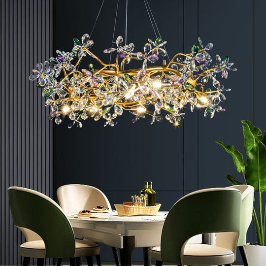 Liana French Crystal Gold Pendant Lamp For Dining &amp; Villas Chandelier