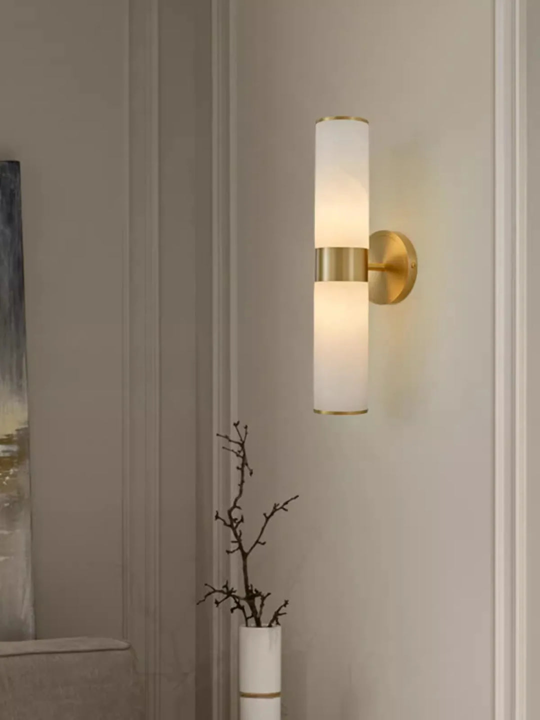 Amelia’s Modern Copper &amp; Marble Wall Sconce For Chic Living Room Lighting Lamp