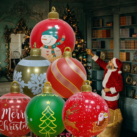 60Cm Outdoor Christmas Inflatable Decorated Ball Pvc Giant Big Large Balls Xmas Tree Decorations