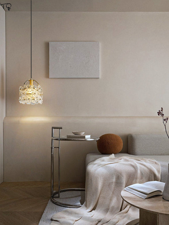 French Luxury Gold Lustre Copper Crystal Flower Pendant Lights Led E14 Designer Modern Light