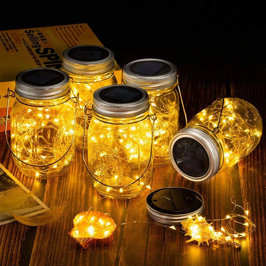 Solar Mason Jar Lid Light 30 Leds Fairy String Lights Garden Hanging Lantern Waterproof Outdoor