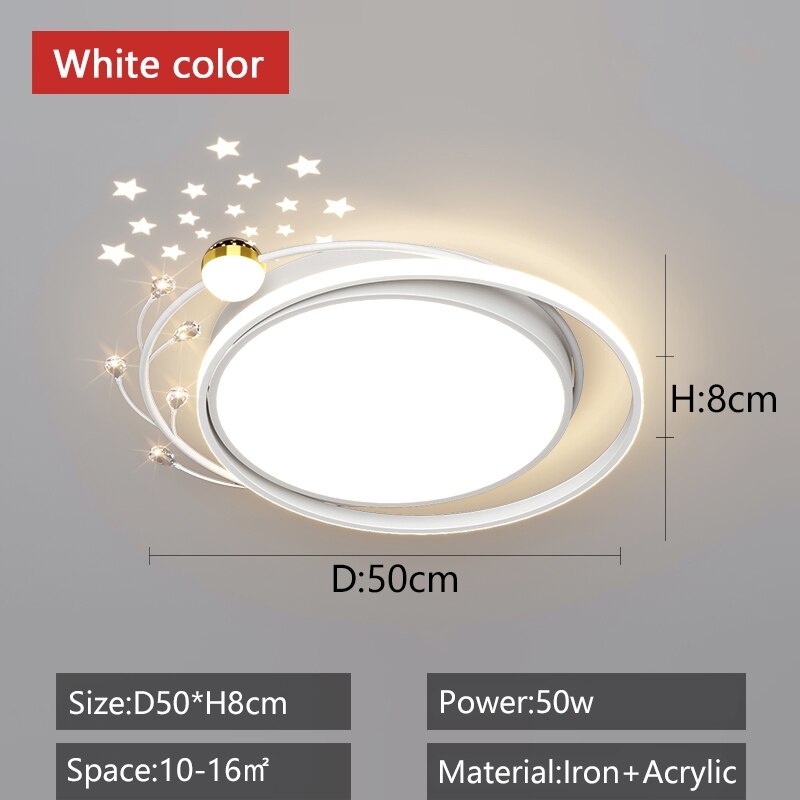 Black/White Modern Chandelier For Living Bedroom Decoration 110 - 220V Starry Sky Led Plafonnier