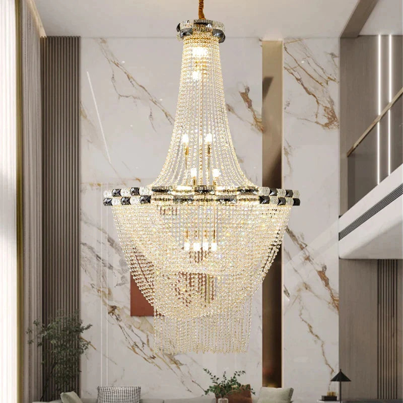 European Style Led Pendant Light - A Luxurious Crystal Chandelier For Living Room Hotel Lobby And