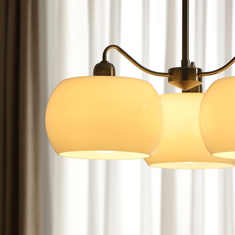 New Modern Korean Popular Shiny White Glass 3 Lights 5 France Nordic Kitchen Living Room Hotel