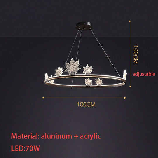 Modern Aluminum Ring Pendant Lights Dimming Foyer Restaurant Bedroom Hanging Lamp Acrylic Leaves