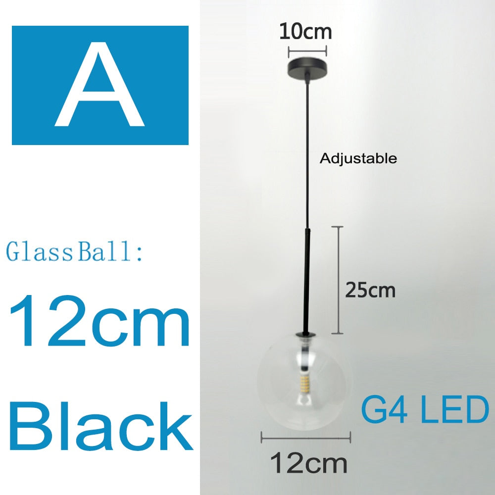 Nordic Pendant Lamp Modern Clear Glass Lights Ball Vintage Hanging For Loft Kitchen Living Room