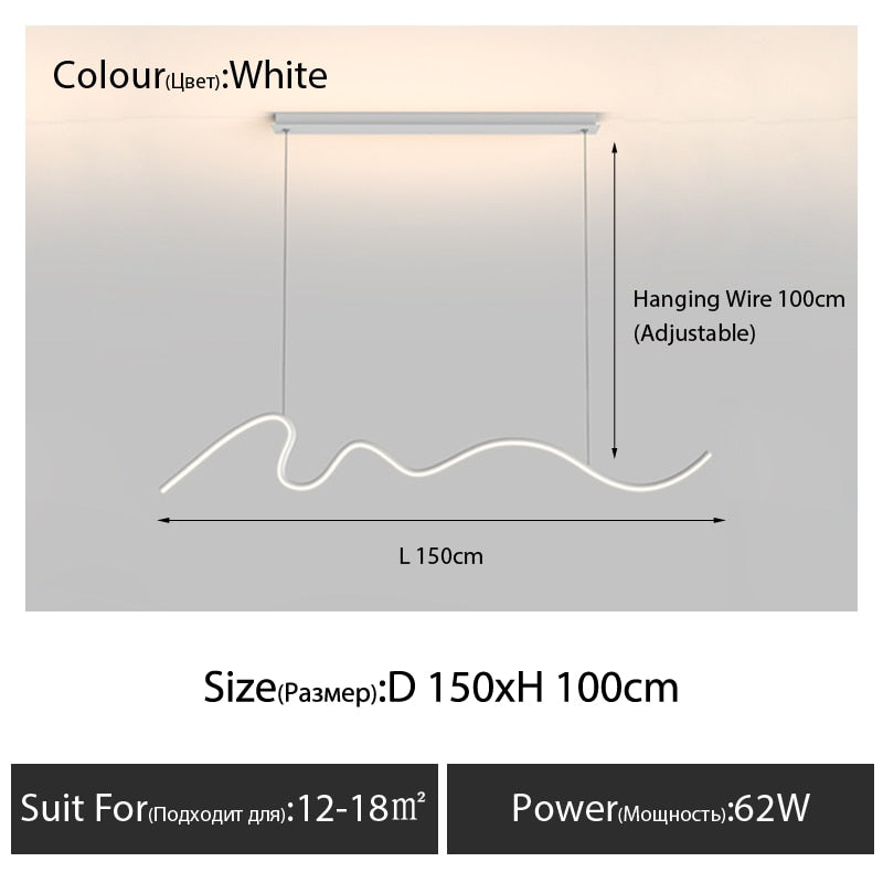 Dining Room Lamp Chandelier Light Luxury Lamps Modern Minimalist Dining Table Bar Nordic Strip White