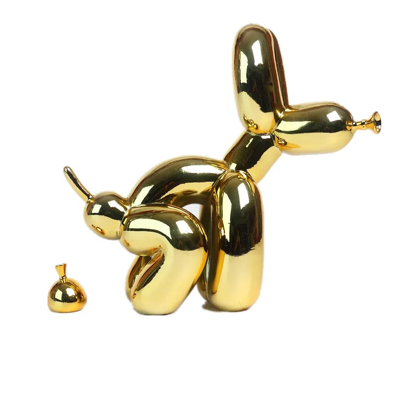 Balloon Dog Doggy Poo Statue Resin Animal Sculpture Home Decoration Craft Office Decor Standing