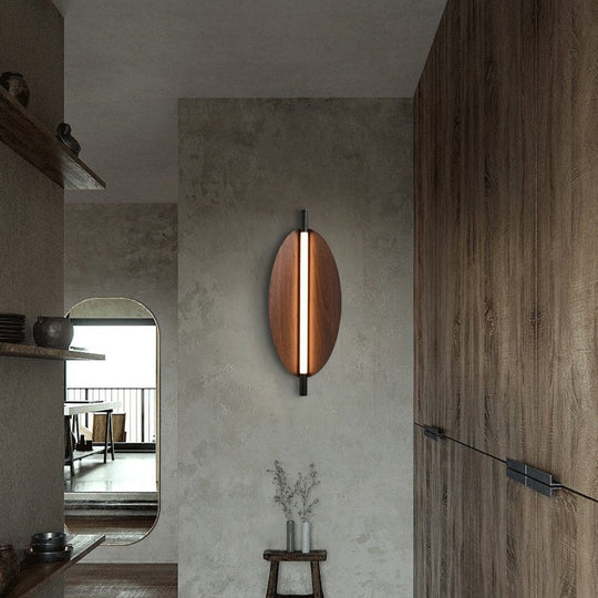 Nordic Long Strip Living Room Wall Lamp Japanese Wood Grain Decoration Sconce Simple Bedroom