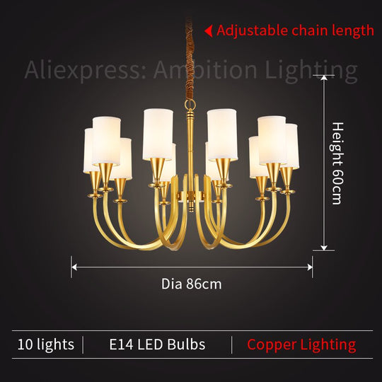 Refined Copper Elegance: Classic American Country - Style Chandelier For Living Spaces 10 Heads /