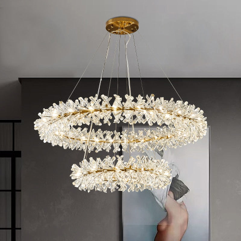 Luxurious Crystal Flower Ceiling Chandelier - Led Indoor Lighting For Home Decoration