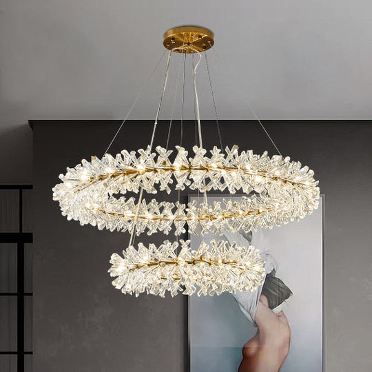Luxurious Crystal Flower Ceiling Chandelier - Led Indoor Lighting For Home Decoration