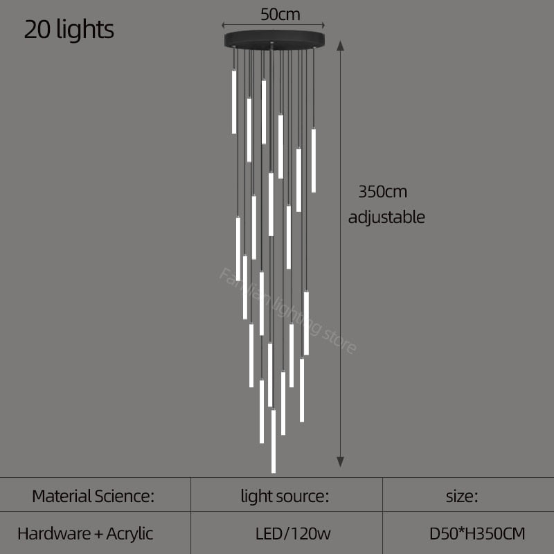 Stair Chandelier Strip Lamp Duplex Building Modern Minimalist Kitchen Light Luxury Villa Restaurant