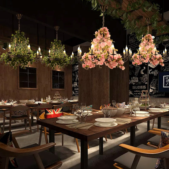 Plants Pendant Light Creative Music Restaurant Milk Tea Shop Bar Hot Pot Cherry Blossom Simulation