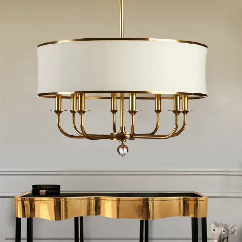 Emily American Style All - Copper Chandelier - Simple Creative Fabric Lampshade For Living Spaces