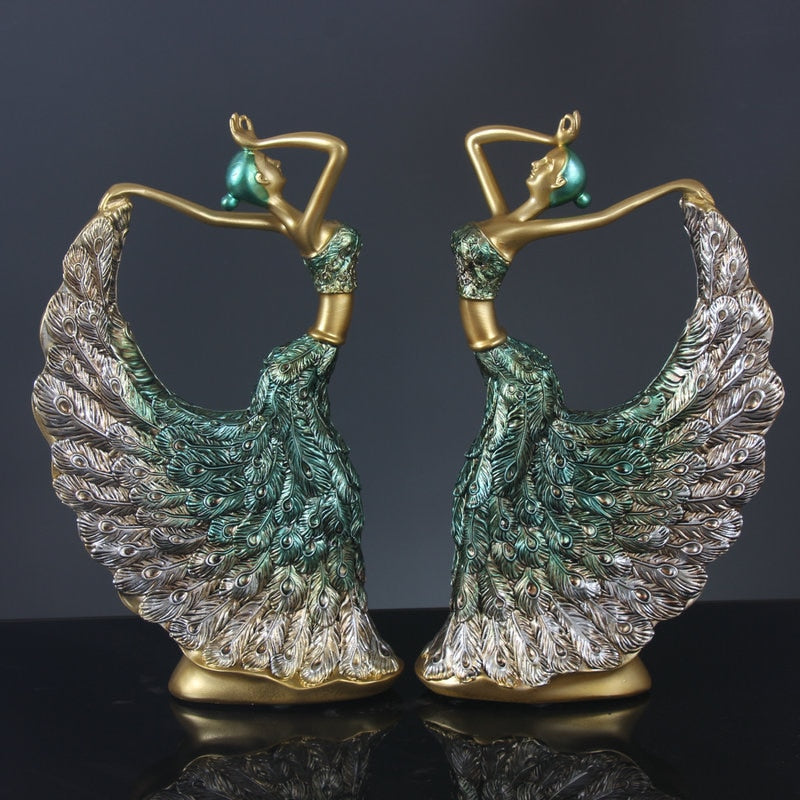 Nordic Peacock Dancer Figurines - Luxurious Resin Statue Sculpture For Home Decor Essentials