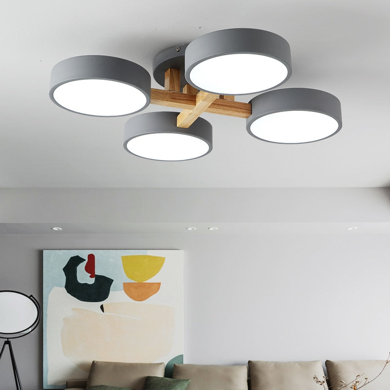 Nordic Style Decorative Wood Art Led Ceiling Light For Living Room Ceiling