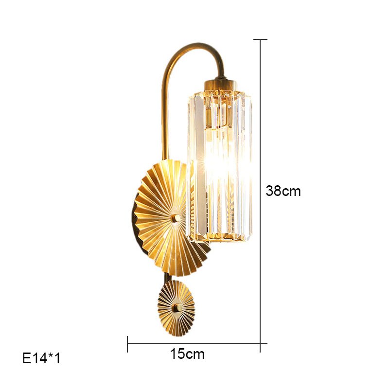 Modern Light Luxury Cylindrical Crystal Wall Lamp Living Room Decoration Tv Lighting Bedroom Study