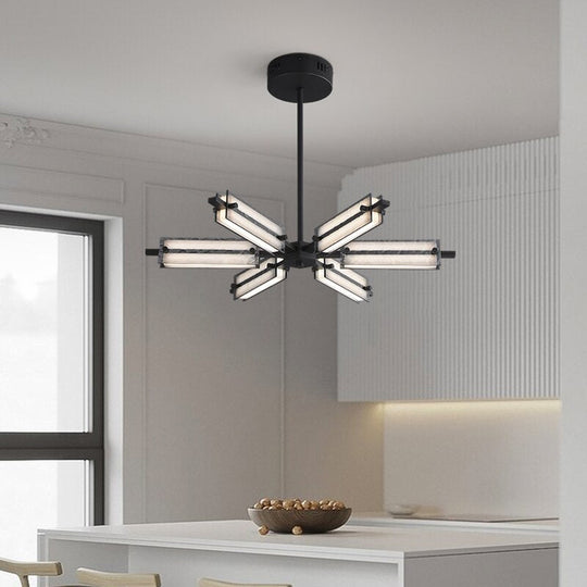 Minimal All - Copper Living Room Main Chandelier Light Luxury High - End Glass Dining Windmill Lamp