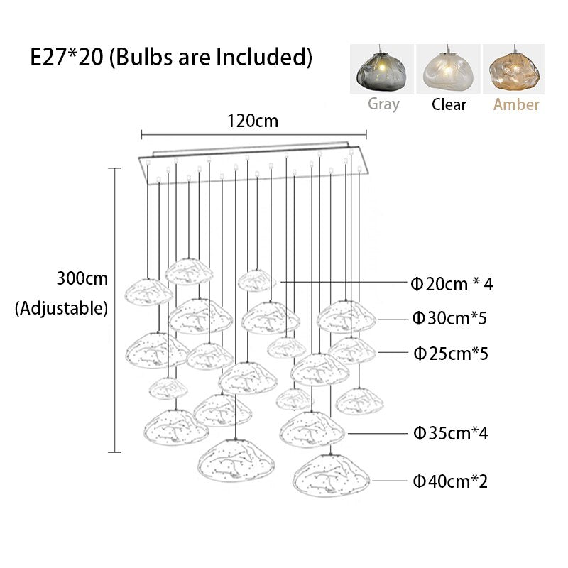 Cloud Glass Dimmable Led Lights Modern Ceiling Chandeliers New Lustres Stair Pendant Lamps Home