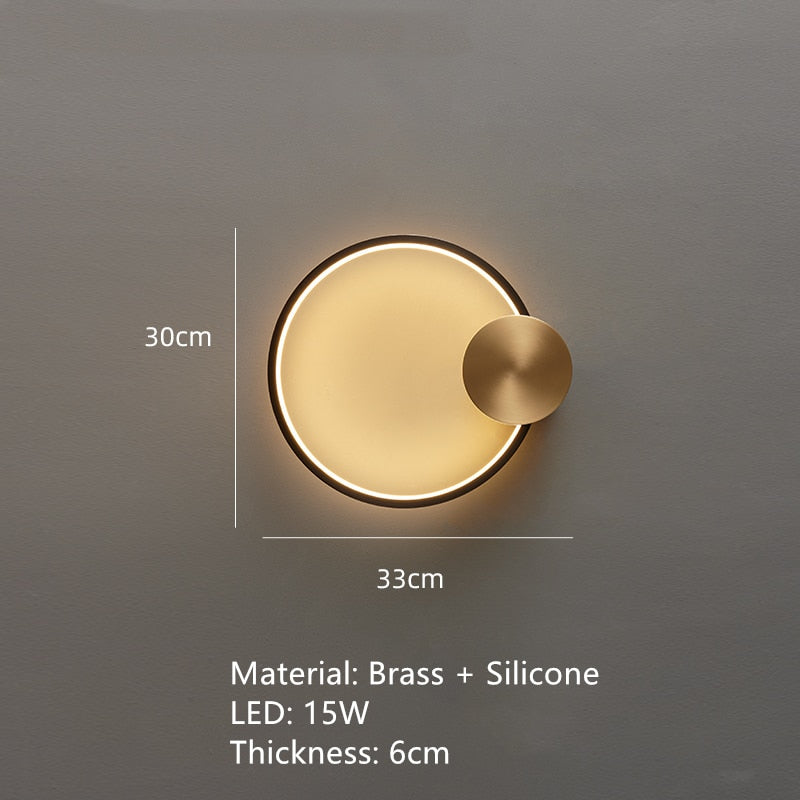 Nordic Art Circle Background Led Wall Lamp Romantic Home Round Ring Decor Livingroom Bedroom Aisle