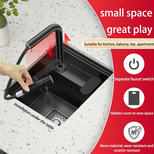Bar Sink Single Bowl Hidden Black Kitchen Undermount Stainless Steel Square Small Size Sinks Or