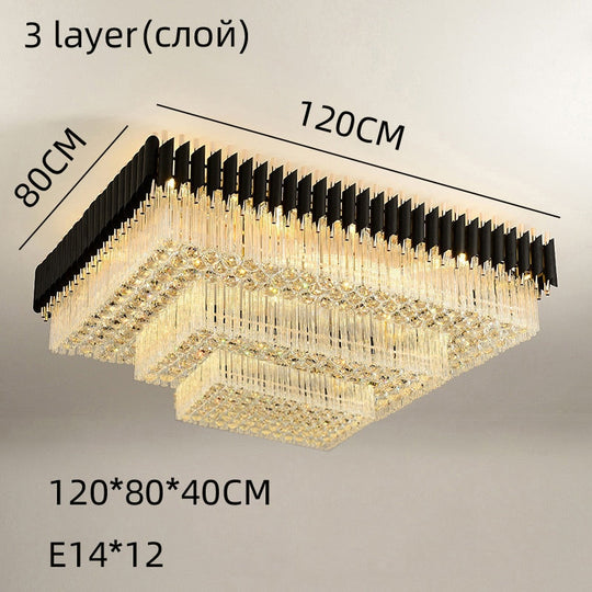 Luxury Rectangular Crystal Ceiling Lamp - Dazzling Large - Scale Lighting For Elite Living Rooms &amp;