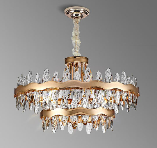 Living Room Luxury Crystal Chandeliers Modern Island Lighting Golden Lobby Decorative Lights