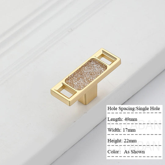Zinc Alloy Gold Diamond Cabinet Knobs Kitchen Door Handles Drawer Cupboard Handle For Furniture