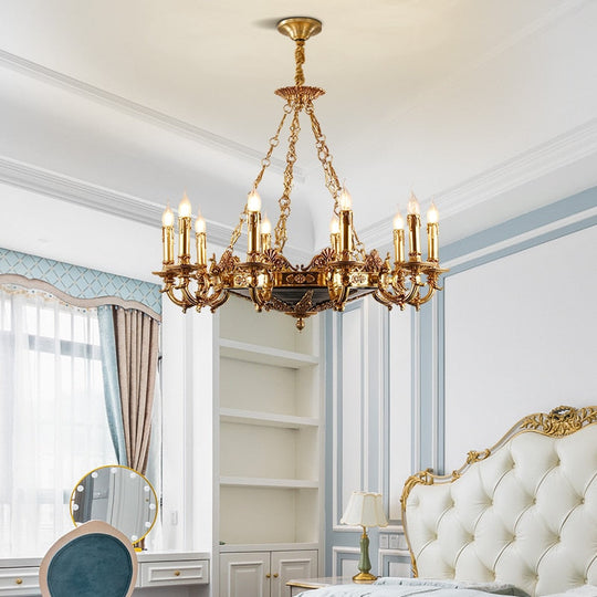 French Mid Century Chandeliers Luxury Classical Foyer Pendant Light Antique Brass Chandelier Lustre