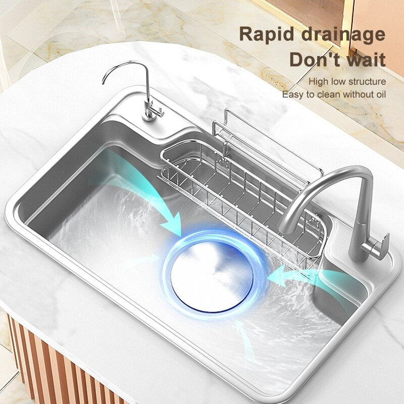 Stainless Steel Kitchen Sink Large Single Slot Household Dishwashing Under The Counterbasin