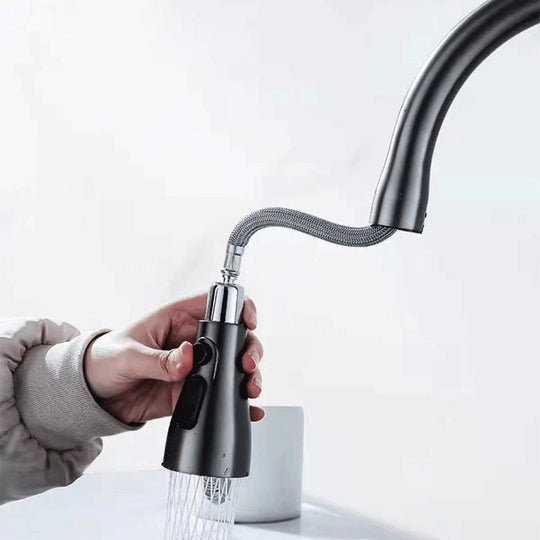 Brass Kitchen Faucets Pull Out Spout Mixer Taps Hot Cold Water Accessories Deck Mounted Stream