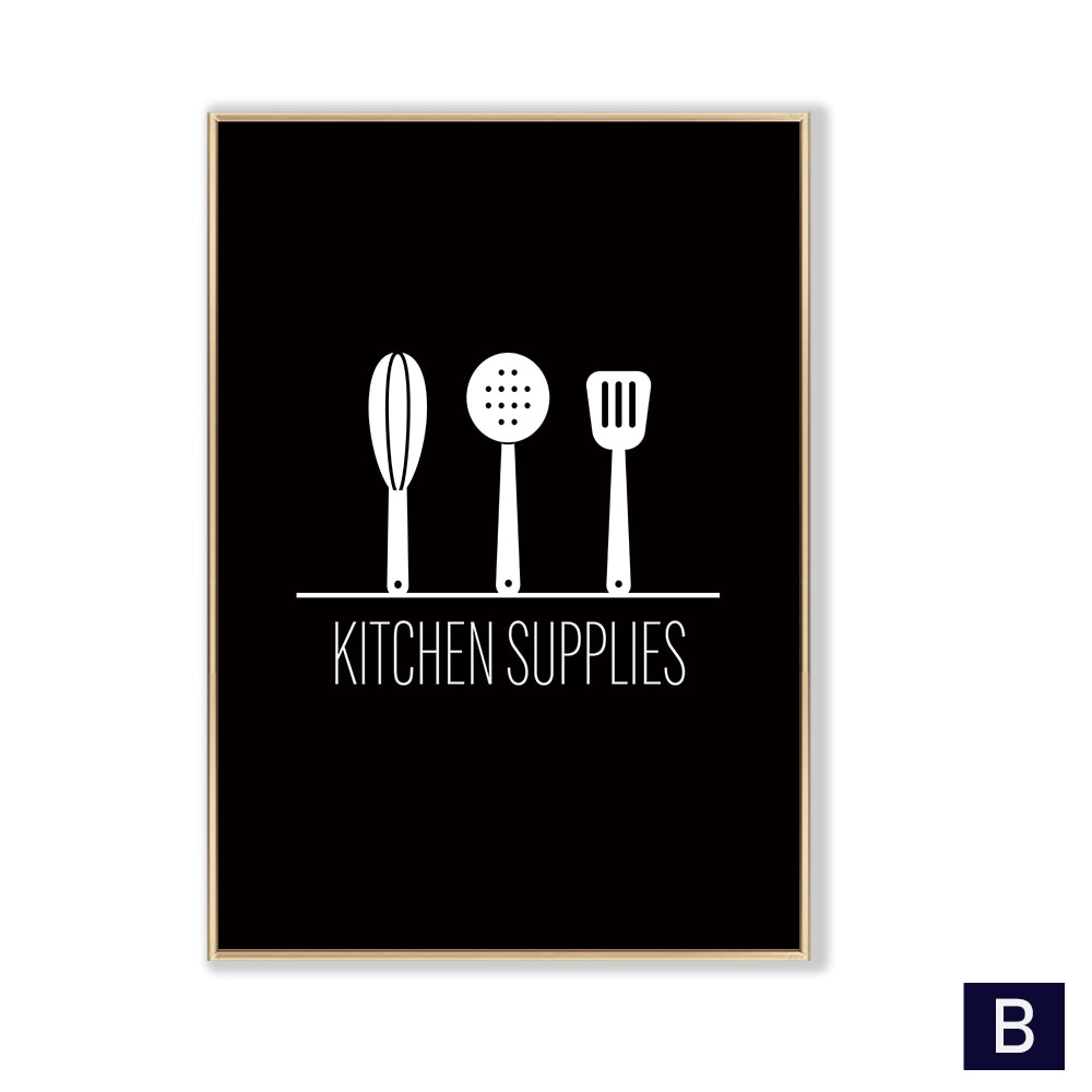 Black White Canvas Painting Nordic Kitchen Quotes Wall Posters Art Prints Pictures For Dining Room