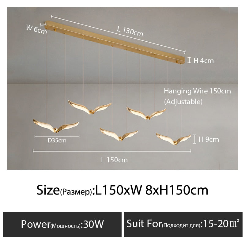 Seagull Led Chandelier Designer Creative Bar Simple Modern Personality Art Dining Table Lamp