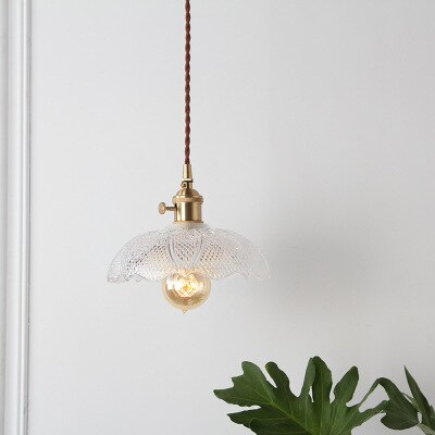 Japanese Brass Semicircular Glass Chandelier Nordic Simple Bed And Bedroom Hallway Balcony Bar