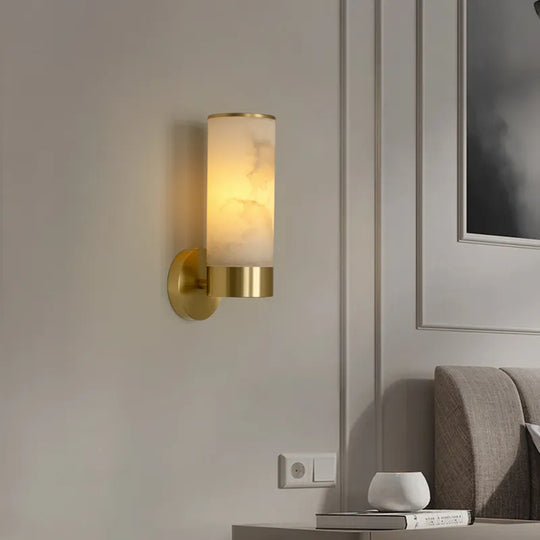 Amelia’s Modern Copper &amp; Marble Wall Sconce For Chic Living Room Lighting Lamp