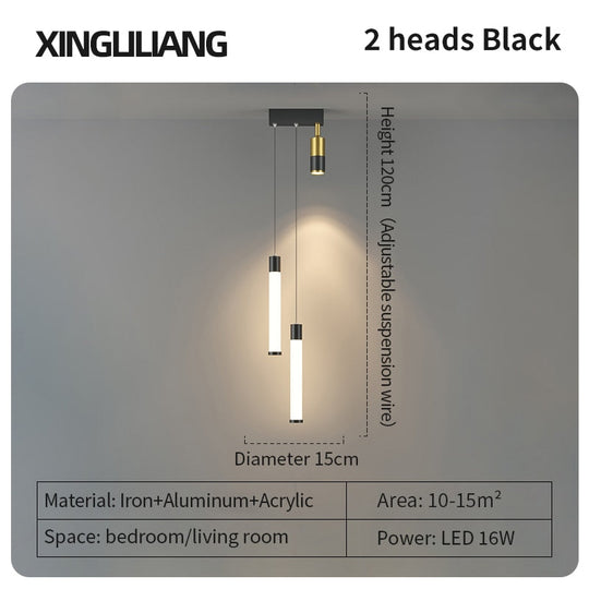Bedside Chandelier Background Wall Home Decoration Bedroom Golden Pendant Light With Spotlight 2B