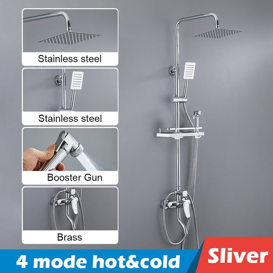 Bathroom Shower Set Black Gold Rain Faucet Thermostatic Digital Display Mixer Taps Copper Systems