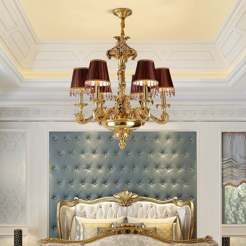 Haley - European Style Brass Hanging Ceiling Lamp Led Lighting Fixtures Classical Hotel Chandelier