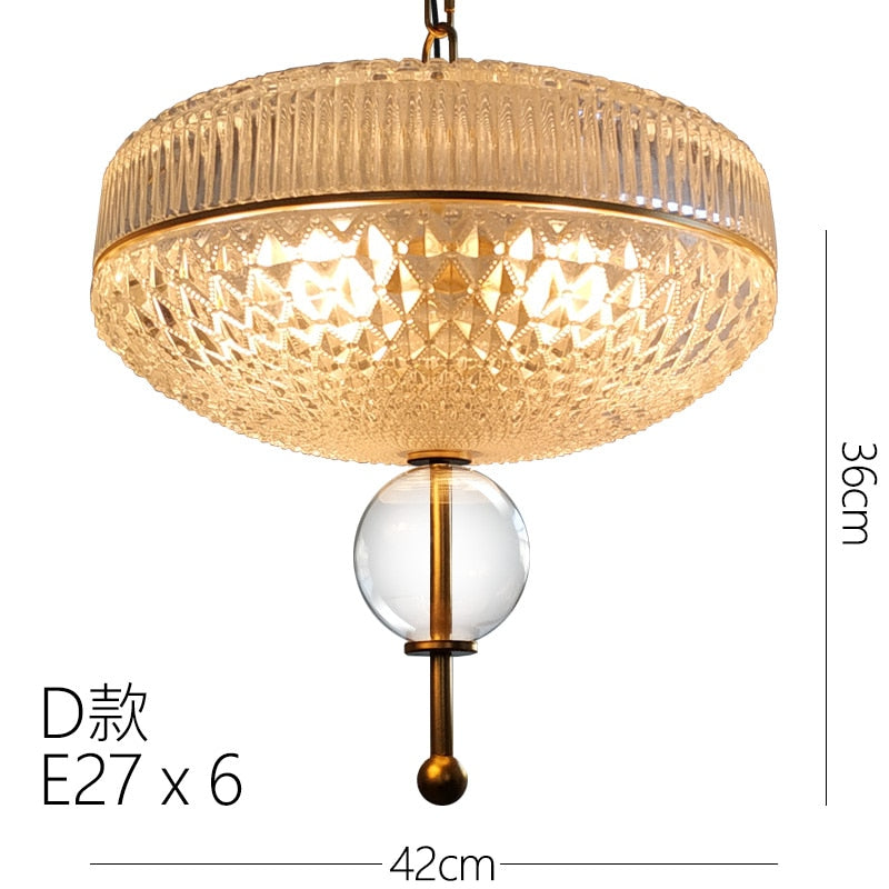American Retro Glass Cans Shade Pendant Lights Modern Kitchen Hanging Lamp Living Room Dining Room