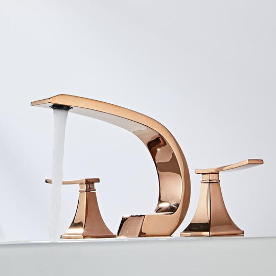 Bathroom Faucet Rose Gold Widespread Basin Black Tap Luxury Mixer Hot And Cold Shower Room Sink