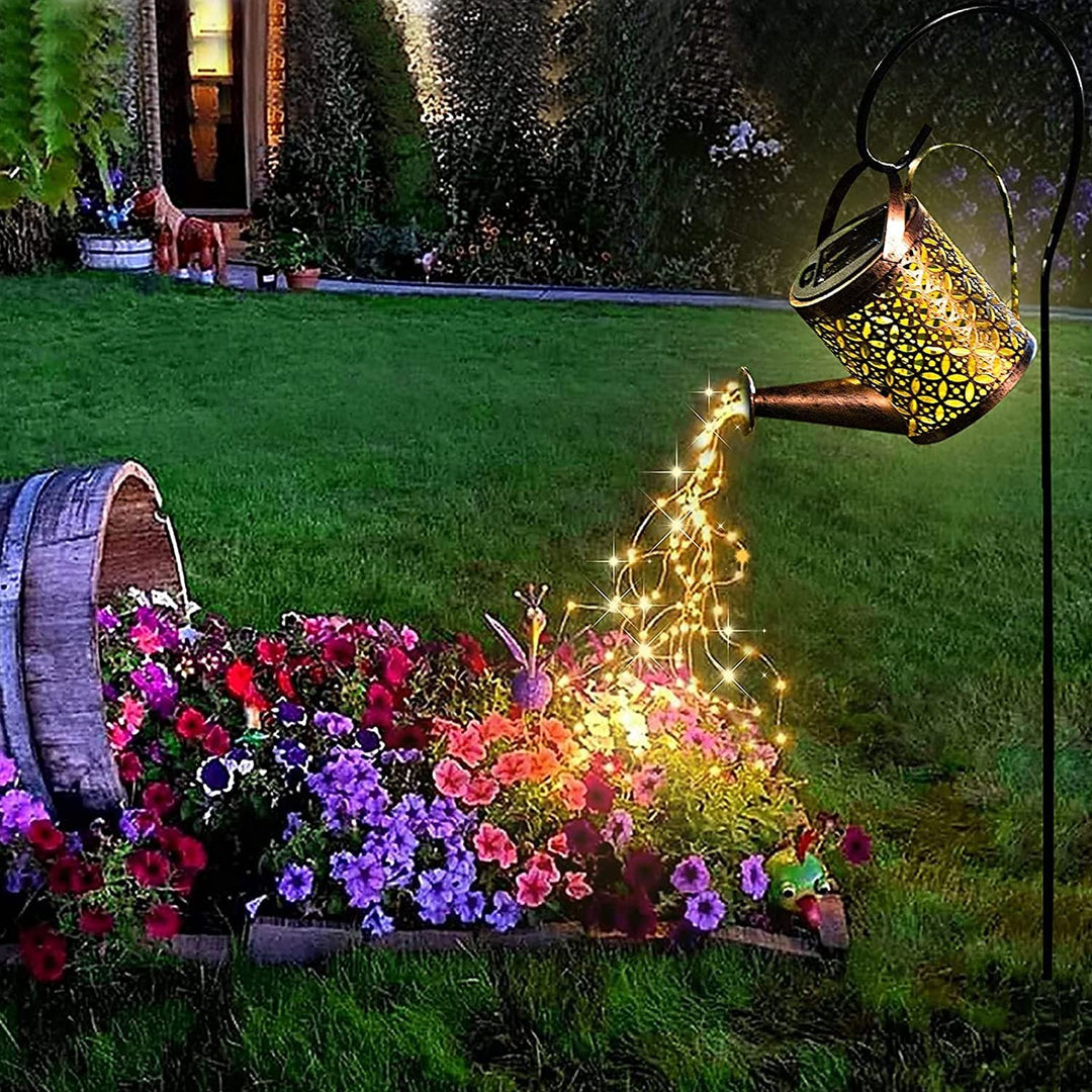 Solar Led String Light Enchanted Watering Can Waterproof Garden Decor Metal Retro Lamp Outdoor