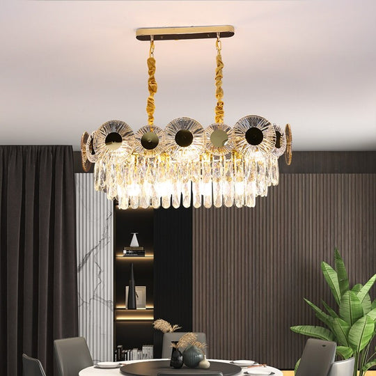 Light Luxury Crystal Pendant Lamps High-End Living Room Dining Bedroom Modern Simple Atmosphere