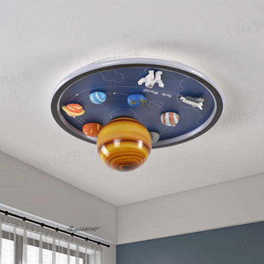 Astronaut Space Planet Ceiling Lights Dreamy Kids Children Bedroom Led Lamp Decor Diorama 3D Galaxy